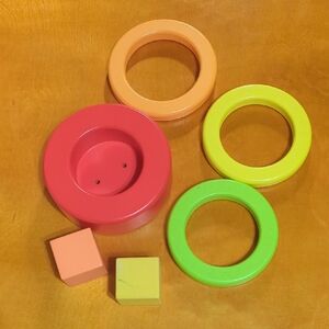 🔥3 for $12🔥 Stacking Rings and Blocks Toy - Pink, Orange, Yellow, Green Set